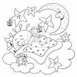 Mond Sterne Malvorlagen Sonne Nette Schlafende Lustige sketch template