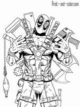 Deadpool Colouring Colorear Hero sketch template