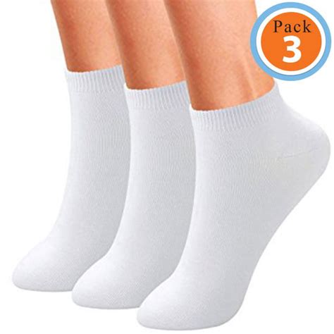 Womens Cotton Ankle Athletic Socks 3 Pack Black Sports Socks