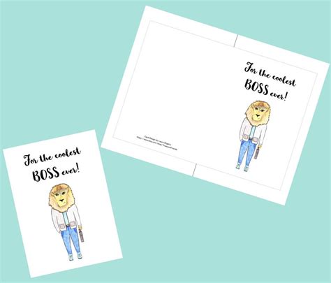 boss  card coolest boss  printable card etsy