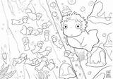 Ponyo Coloring Pages Ghibli Studio Color Miyazaki Sheets Cool Manga Line Coloringhome Hayao Adult Totoro Drawings Disney 1024 Kawaii Wallpaper sketch template