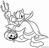 Halloween Disney Pages Coloring Color Kids Duck Donald Devil Mickey sketch template