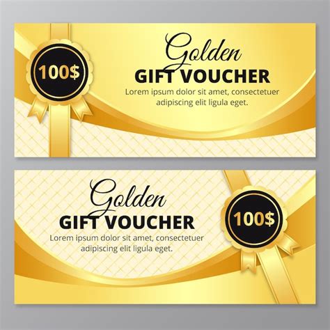 vector golden gift voucher template