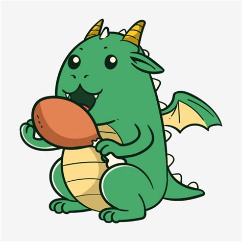 dragon eating clipart vector hand drawn cartoon dragon dragon dinosaur