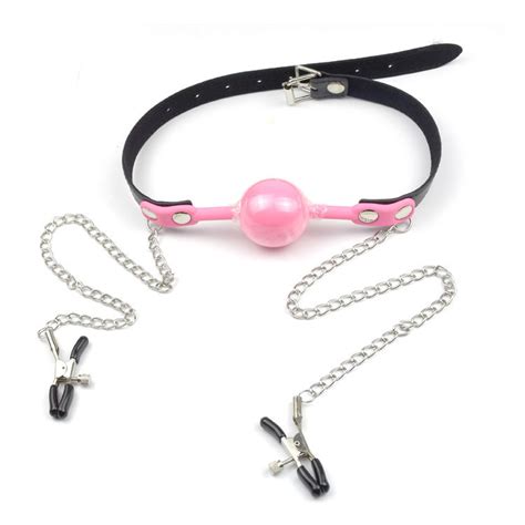Sm Restrain Bondage Product Silicone Ball Gag With Nipple Clamp Buy