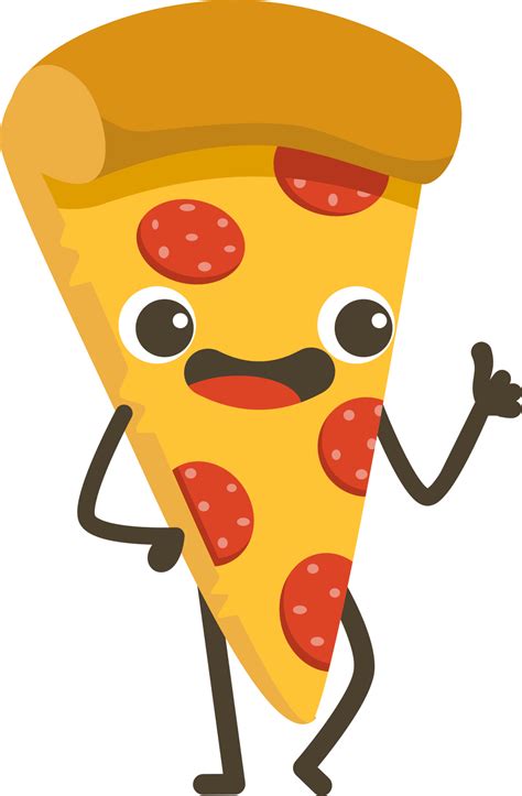 smiling pizza cartoon character  png