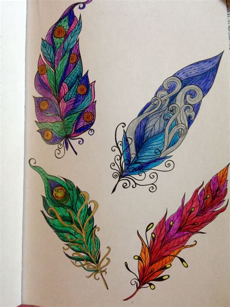 colored feathers  swirls