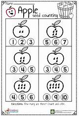 Apple Worksheet Counting Seed Count Seeds Apples Worksheets Preschool Kindergarten Preschoolplanet Fall Math Numbers Activities Kids Pre Look Color Let sketch template