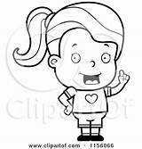 Girl Cartoon Waving Coloring Smiling Little Character Clipart Expressing Idea Thoman Cory Outlined Vector Clipartof sketch template
