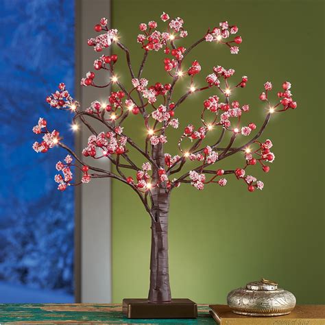 lighted frosted berry adjustable tabletop tree collections