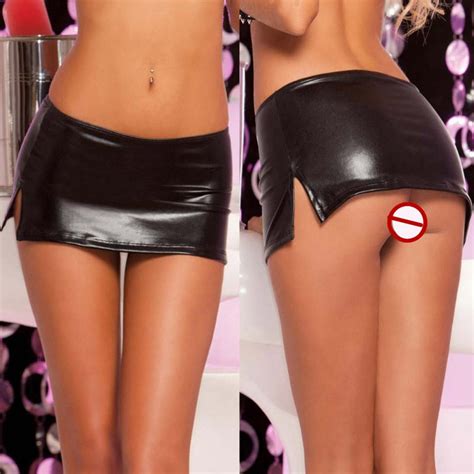 2019 Sexy Women Black Pvc Faux Leather Mini Skirt High Waisted Short