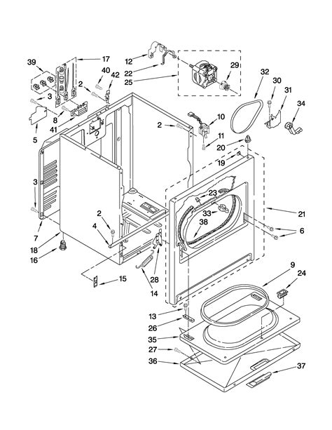 cabinet parts diagram parts list  model wedvq whirlpool parts dryer parts