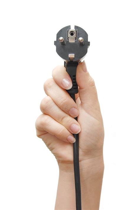 hand holding power plug stock image image  rubber