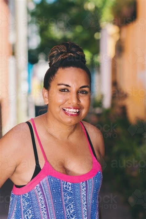 Image Of Aussie Aboriginal Woman Smiling To Camera Austockphoto