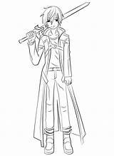 Coloring Kirito Pages Anime Popular sketch template