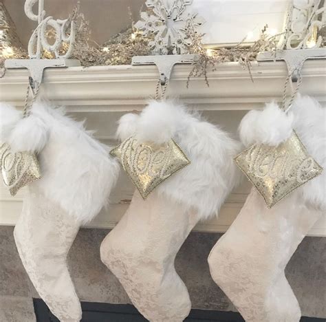 20 cream gold christmas stockings
