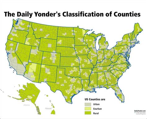 The United States By Rural Urban And Exurban Counties The Daily Yonder