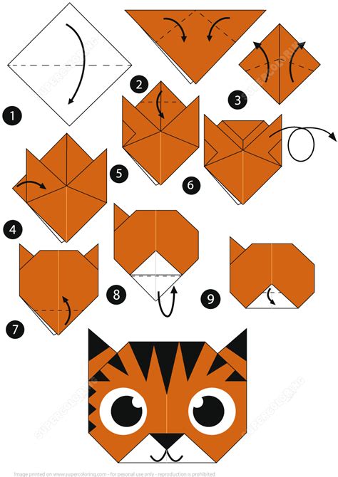 origami tiger face step  step instructions