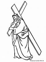 Yesus Salib Mewarnai Diwarnai Membawa Hitam Kenaikan Anak Tuhan Kristen Minggu Sekolah Mewarnaigambar Paling Ayam Lembar sketch template