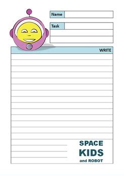 space kids  robot writing paper  space zorro tpt