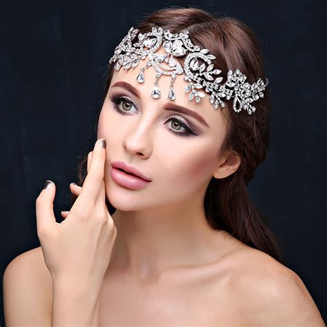 Frontlet Bride Wedding Hair Accessories Crystal Rhinestone Crown