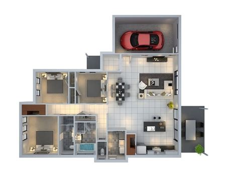 bedroom house  garage plan interior design ideas