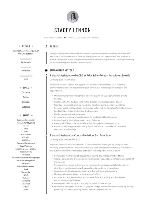 personal assistant resume writing guide  templates