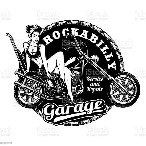 pin up girl on motorcycle stock illustration download