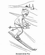 Coloring Ski Snow Sports Printable Winter Sheets Skiing Lift Drawing Skier Colouring Sport Down Printables Hill Fun Raisingourkids Baseball Cross sketch template