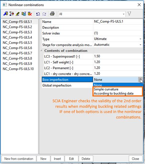 buckling settings that invalidate 2nd order results