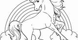 Unicorn Coloring Rainbow Pages Horse sketch template