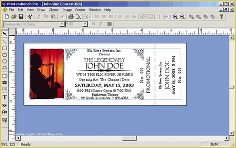 numbered event ticket template   microsoft publisher ticket