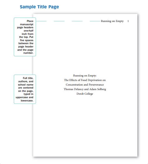 sample  cover page templates