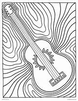 Coloring Pages Hobbies Guitar Printable Music Pop Color Psychedelic Culture Rainbow Kids Adults Getcolorings Print sketch template
