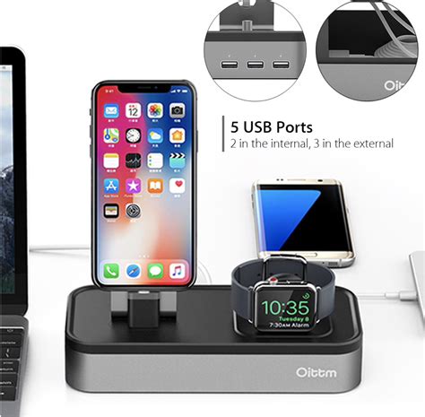 oittm aluminium docking station apple  iphone extra  usb poorten grijs macturn