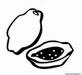 Papaya Fruit Coloring Pages Printable Color sketch template