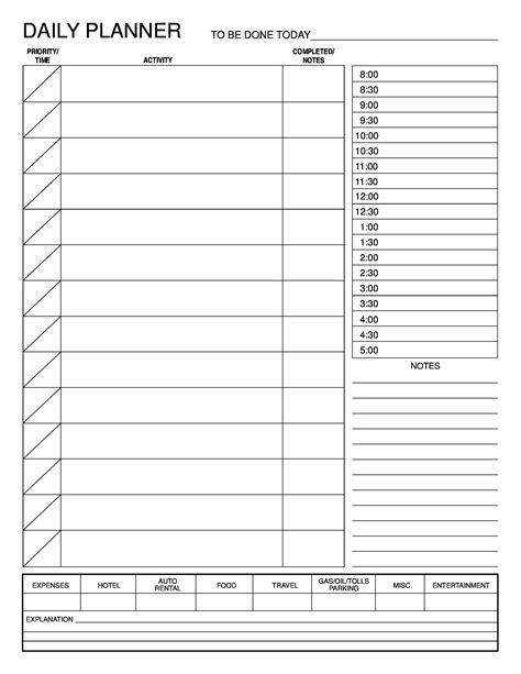 printable daily planner templates   wordexcelpdf