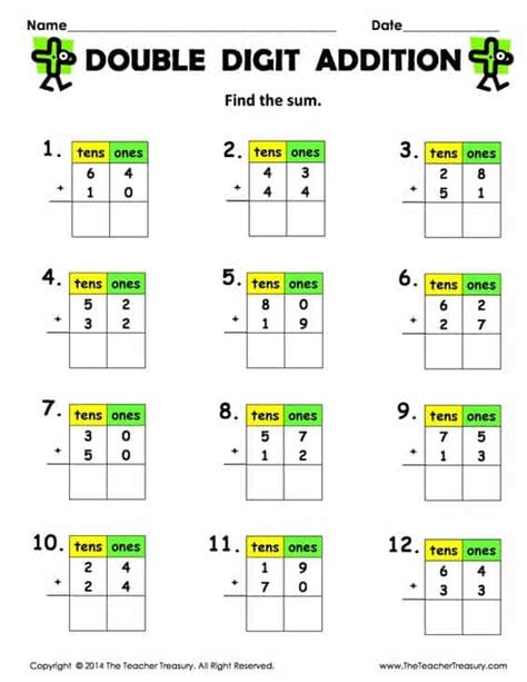printable double digit addition worksheet homeschool giveaways