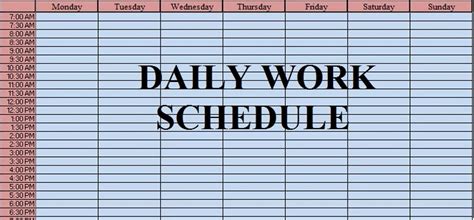 daily work schedule excel template exceldatapro