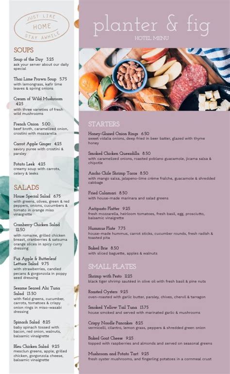 hotel food menu design template  musthavemenus