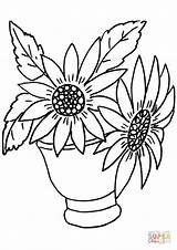 Sunflowers Girasole Vaso Girasoli Kolorowanka Kolorowanki Wazonie Słoneczniki Rysunek Sonnenblumen Slonecznik Fiori sketch template