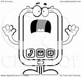 Phone Cartoon Mascot Screaming Smart Clipart Vector Outlined Coloring Cory Thoman Royalty sketch template