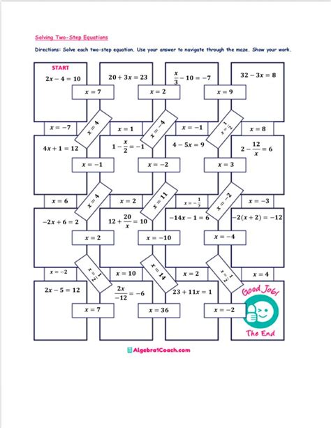 maze solving equations activities algebra  coach solving