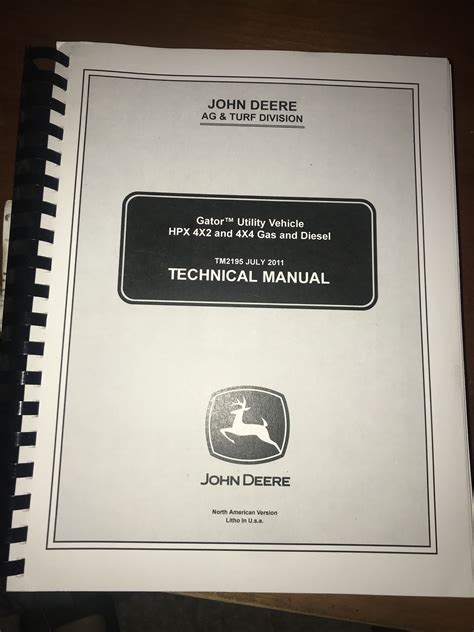 john deere gator hpx   gas diesel technical manual jd tm tech book finney equipment