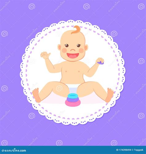babybadbriefje acht maanden kinderzitjes vector illustratie illustration  gelukkig leren