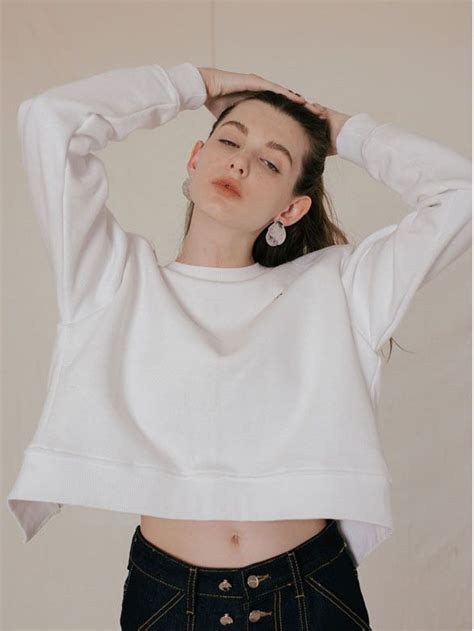Pop Fashion Womenswear 2018ss Korea Diagonal Top White Sweatshirt