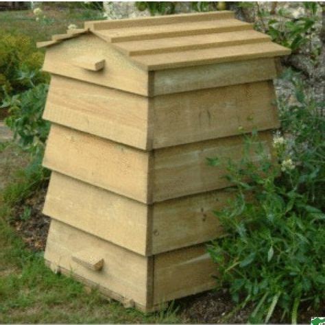 bijenkorf houten compostbak met deksel  laags compost wooden compost bin composter