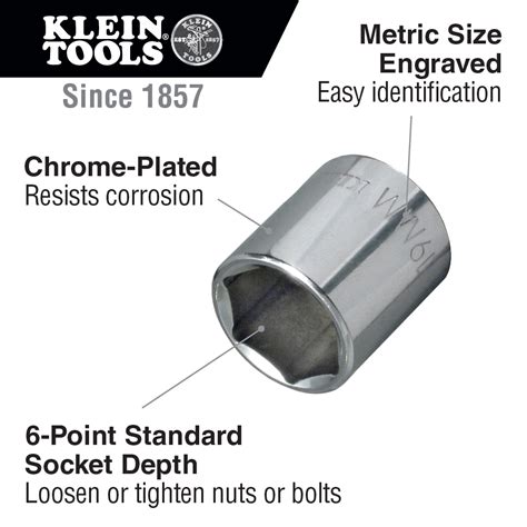 mm metric  point socket   drive  klein tools  professionals