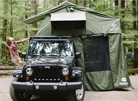 rooftop tent turns car  ultimate adventure mobile gear junkie