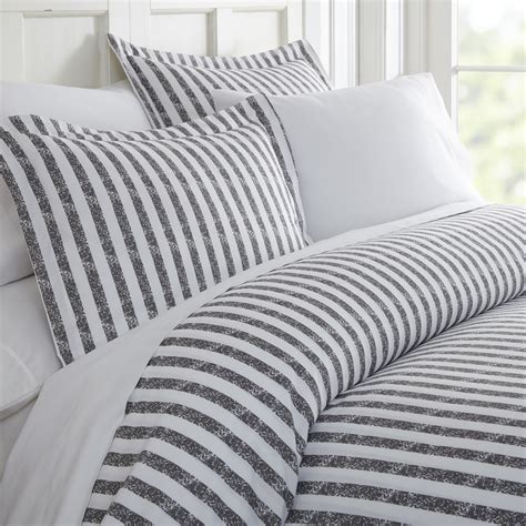 wholesale queen striped duvet cover set  grey dollardays